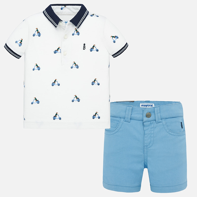 Patterned Polo Shirt And Shorts Set For Baby Boy Lavender Mayoral
