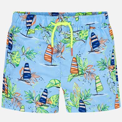 patterned swim trunks