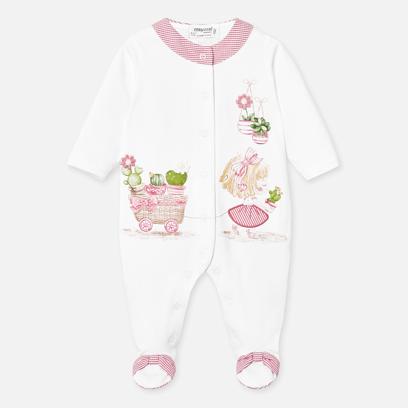 Pijama Lunga Cu Desene Bebe Fetita Nou Nascuta Imprimeu Flori