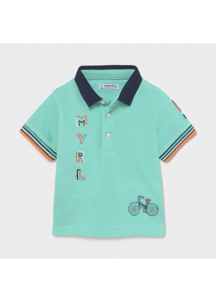 Polo Manche Courte Broderie Bebe Garcon Aqua Mayoral