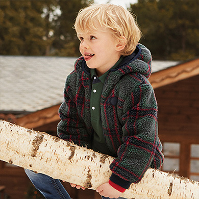 Reversible sherpa jacket for boy