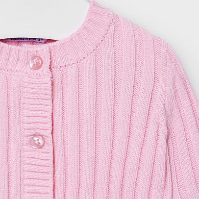 Ribbed knit cardigan for baby girl Pink | Mayoral Ribbed knit cardigan for baby girl Pink | Mayoral