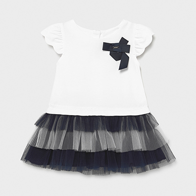 Robe Combinee Et Tulle Bebe Fille Marine Mayoral