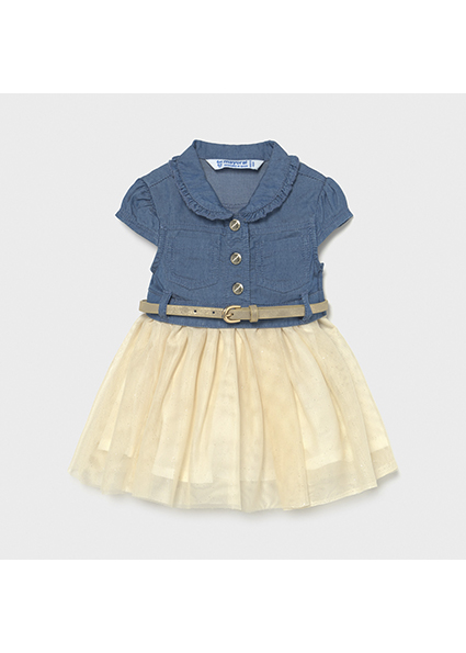 Robe Combinee Jean Avec Tulle Bebe Fille Jean Mayoral