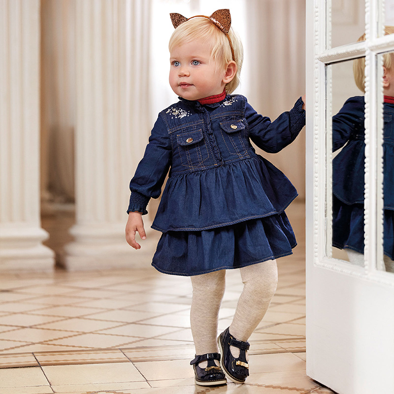 Robe Jean Volants Bebe Fille Jean Mayoral