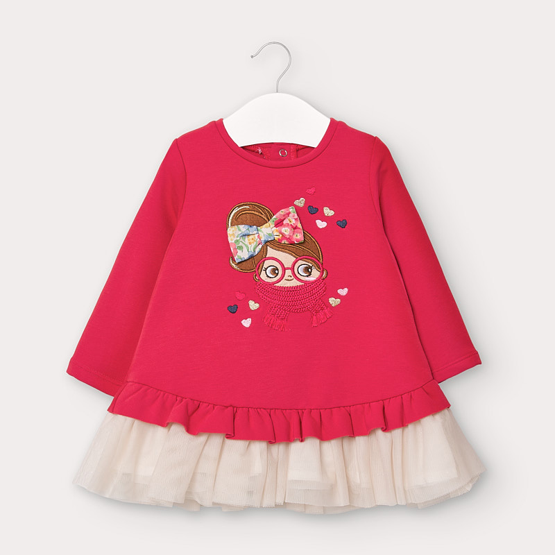 Robe Peluche Tulle Bebe Fille Corail Mayoral