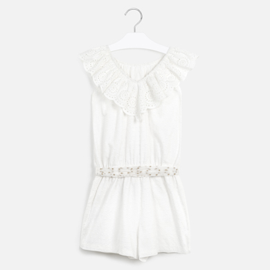 white ruffle playsuit