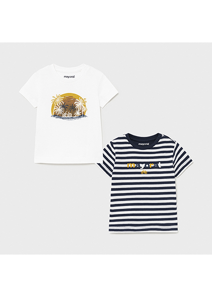 Set 2 T Shirts Manche Courte Bebe Garcon Blanc Mayoral