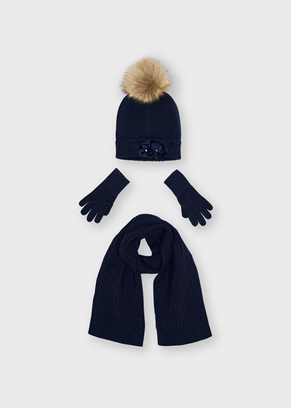 Ladies navy scarf and gloves clearance