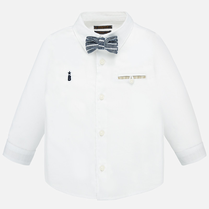 Shirt With Matching Bow Tie For Baby Boy White Mayoral