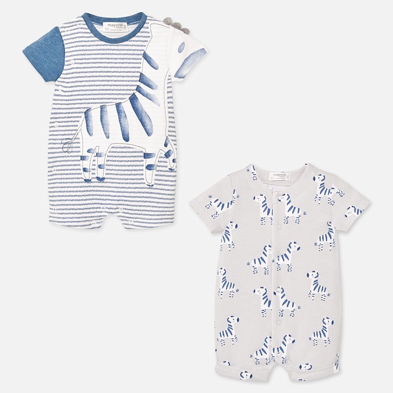 Short Rompers Set With Zebra Print For Newborn Boy Frenchblue Mayoral