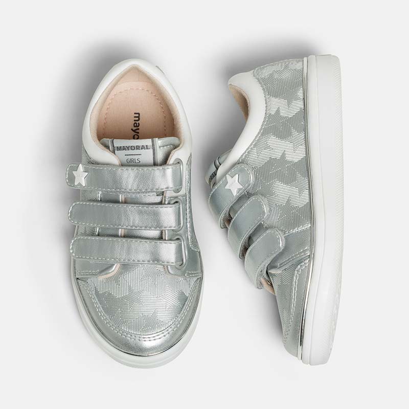 silver velcro trainers