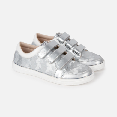 silver velcro shoes