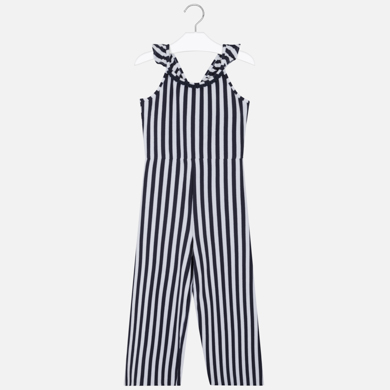 navy and white striped jumpsuit
