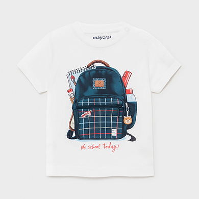 T Shirt Play With Sac A Dos Interactive Bebe Garcon Blanc Mayoral