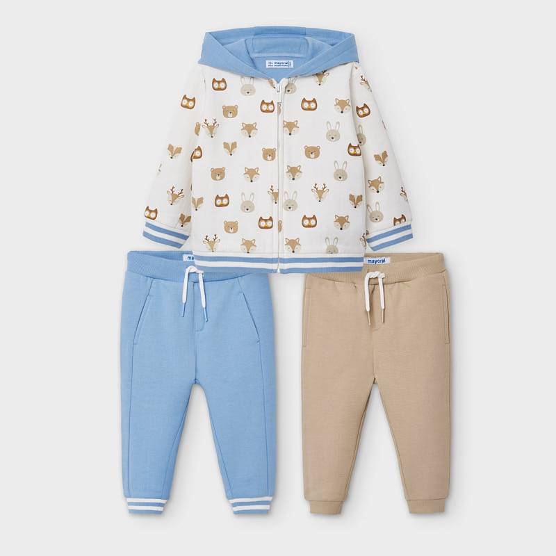 Trening Imprimeu 2 Pantaloni Bebe Baiat Albastru Scortisoara