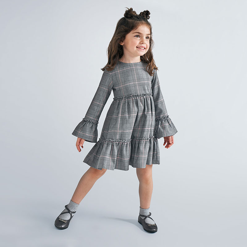 Vestito Quadri Scozzesi Bambina Grigio Mayoral