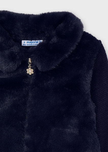 navy blue fur jacket